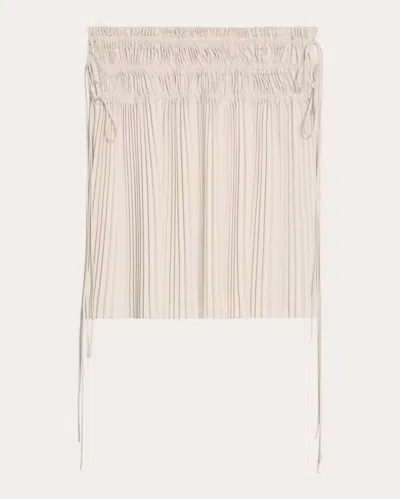 Helmut Lang Women's Pleated Satin Skirt In White