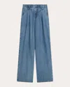 Helmut Lang Double Pleated Wide Leg In Blue