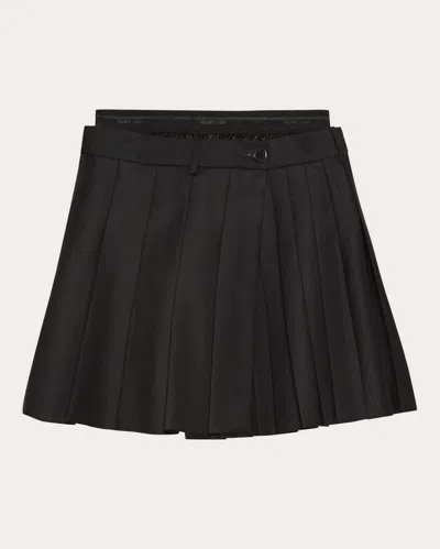 Helmut Lang Women's Pleated Wool Twill Layered Wrap Skort