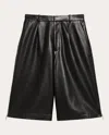 Helmut Lang Women's Pleated Zip Detail Leather Shorts