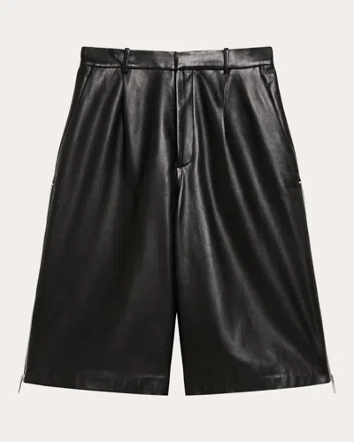 Helmut Lang Women's Pleated Zip Detail Leather Shorts