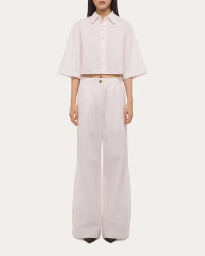 Helmut Lang Button Back Boxy Cotton Cotton Button-up Shirt In White