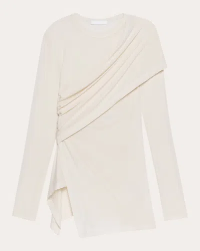 Helmut Lang Women's Protection Asymmetric Draped Jersey Top In White