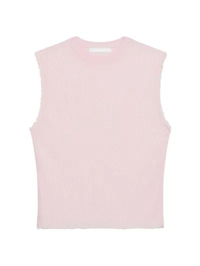 Helmut Lang Raw Edge Linen Blend Sweater Tank In Pink