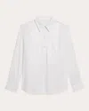 Helmut Lang Women's Lace-trimmed Bib-front Chiffon Shirt In White