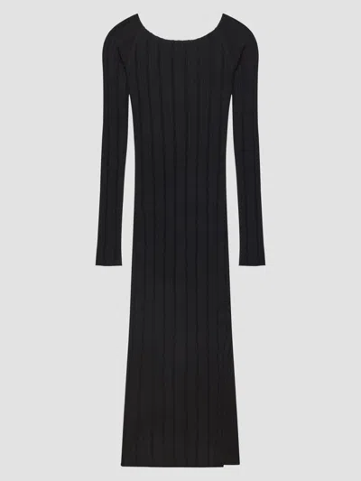 Helmut Lang Women's Ribbed Pointelle Midi Dress In Black
