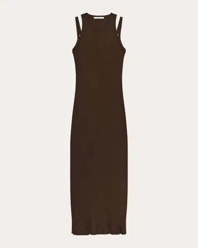 Helmut Lang Women's Ribbed Racerback Strap Midi Dress In Brown