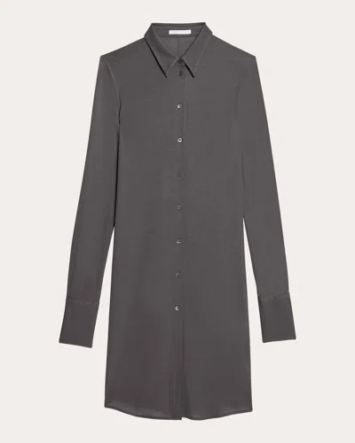 Helmut Lang Ribbed Shirt Dress In Graphite In Pink
