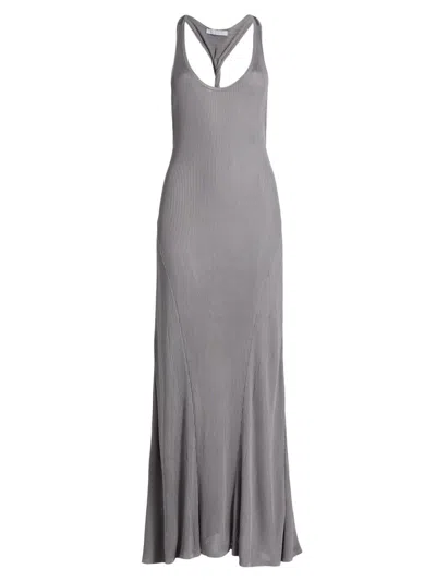 Helmut Lang Women's Rib-knit Twist-back Maxi Dress In Gray