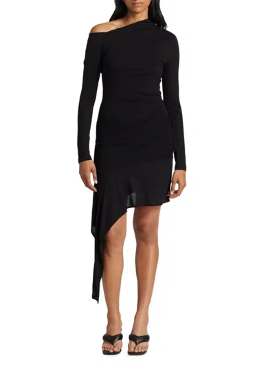 Helmut Lang Women's Scala Draped Asymmetric Mini Dress In Black
