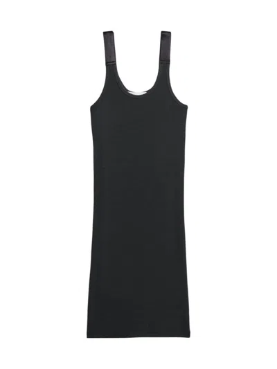 Helmut Lang Seatbelt Ribbed Tank Dress In Black