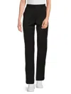Helmut Lang Women's Seatbelt Flat Front Virgin Wool Pants In Black Fuschia