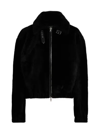 Helmut Lang Women's Shearling Relaxed-fit Bomber Jacket In Black