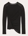 Helmut Lang Ruched Asymmetric Top In Black