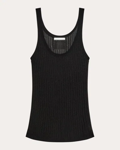 HELMUT LANG WOMEN'S SHEER POINTELLE RIB KNIT TANK TOP