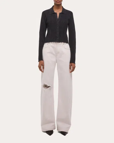 Helmut Lang Women's Sheer Raw-edge Long-sleeve Shirt In Black