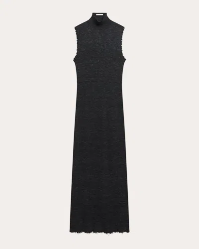 Helmut Lang Women's Sheer Raw-edge Mock Neck Tank Dress In Black