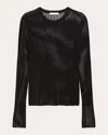 Helmut Lang Women's Sheer Stripe Ribbed Cotton Crewneck Sweater