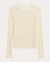 Helmut Lang Women's Sheer Stripe Ribbed Cotton Crewneck Sweater