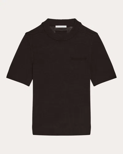 Helmut Lang Women's Sheer Wool Knit Baby T-shirt In Brown