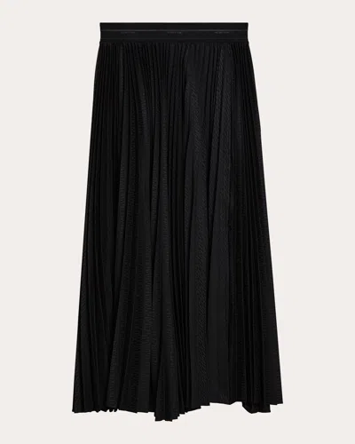 Helmut Lang Logo Waistband Pleated Maxi Skirt In Black