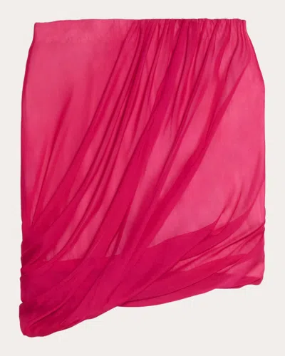 Helmut Lang Silk Bubble Skirt In Fuchsia