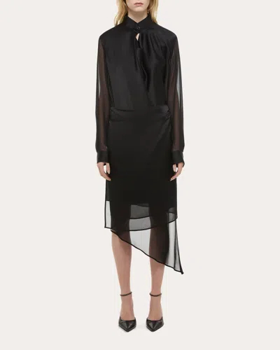 Helmut Lang Women's Silk Chiffon Cowl Neck Handkerchief Dress
