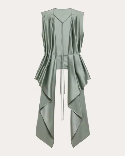 Helmut Lang Women's Silk Reversible Draped Scarf Top In Gray