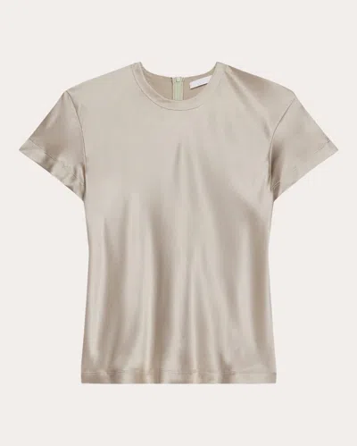 HELMUT LANG WOMEN'S SILK SATIN CREWNECK T-SHIRT