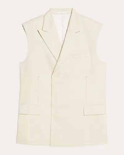 Helmut Lang Sleeveless Linen Blend Blazer In Ivory