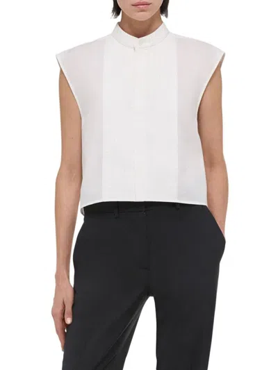 Helmut Lang Women's Sleeveless Cotton Crop Top In White