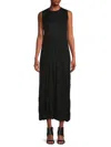 Helmut Lang Women's Sleeveless Crushed Wool Blend Maxi Dress In Black