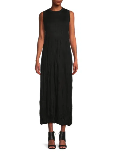 Helmut Lang Women's Sleeveless Crushed Wool Blend Maxi Dress In Black