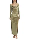 Helmut Lang Asymmetric Draped Stretch-velvet Midi Dress In Sage