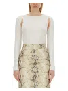 Helmut Lang Python Embossed Leather Midi Skirt In White