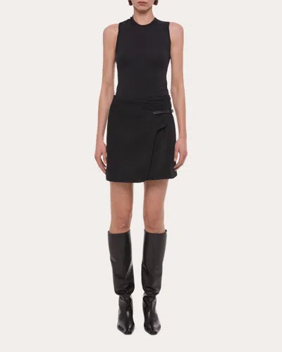 HELMUT LANG WOMEN'S TWILL SADDLE MINI WRAP SKIRT