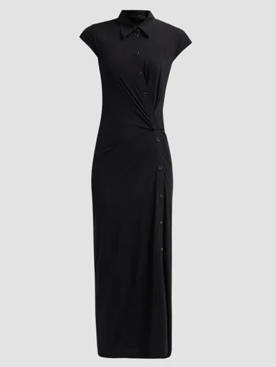 Helmut Lang Women's Twisted Front Jersey A-line Maxi Dress In Black