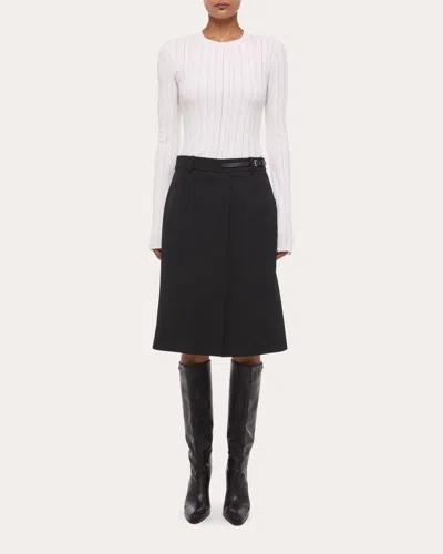 Helmut Lang Women's Wool Gabardine Wardrobe Belted Skirt In Black