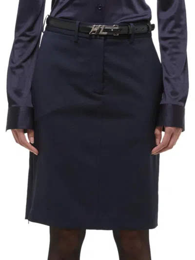 Helmut Lang Women's Wool Pencil Skirt In Blue
