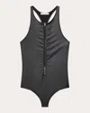 Helmut Lang Women's Zip Front Faux Leather Racerback Bodysuit
