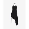 Helmut Lang Womens Black Wind Halter Asymmetric Jersey Mini Dress In Black
