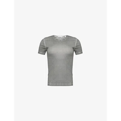 Helmut Lang Womens Gunmetal Faded-wash Shrunken Short-sleeve Cotton T-shirt