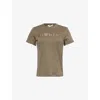 Helmut Lang Womens Olive Brand-embroidery Round-neck Cotton-jersey T-shirt In Olive