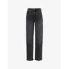 Helmut Lang Womens Carpenter Faded-wash Straight-leg Mid-rise Denim Jeans Faded Black In Faded Black