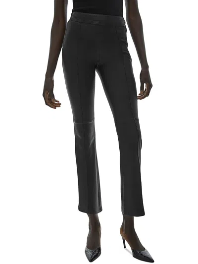 Helmut Lang Womens Leather Cropped Flared Pants In Black