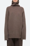 Helmut Lang Zipped Wool-cashmere Turtleneck Sweater In Brown