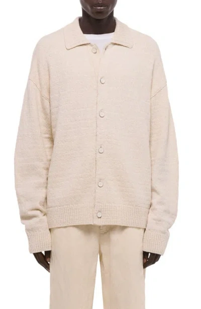 Helmut Lang Wool & Cotton Blend Slub Cardigan In Gray