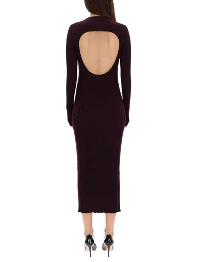 Helmut Lang Wool Back-slit Dress In Purple