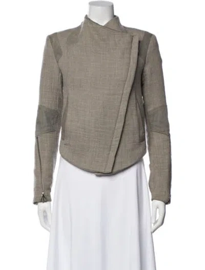 Pre-owned Helmut Lang Wool Biker Jacket In Gray