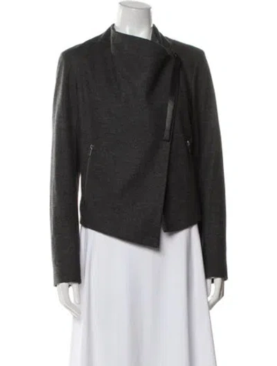 Pre-owned Helmut Lang Wool Biker Jacket In Gray
